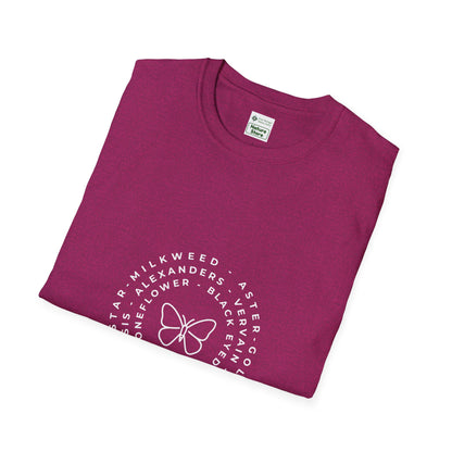 T-Shirt Unisex Softstyle, Native Plants & Butterflies w/EMNP logo