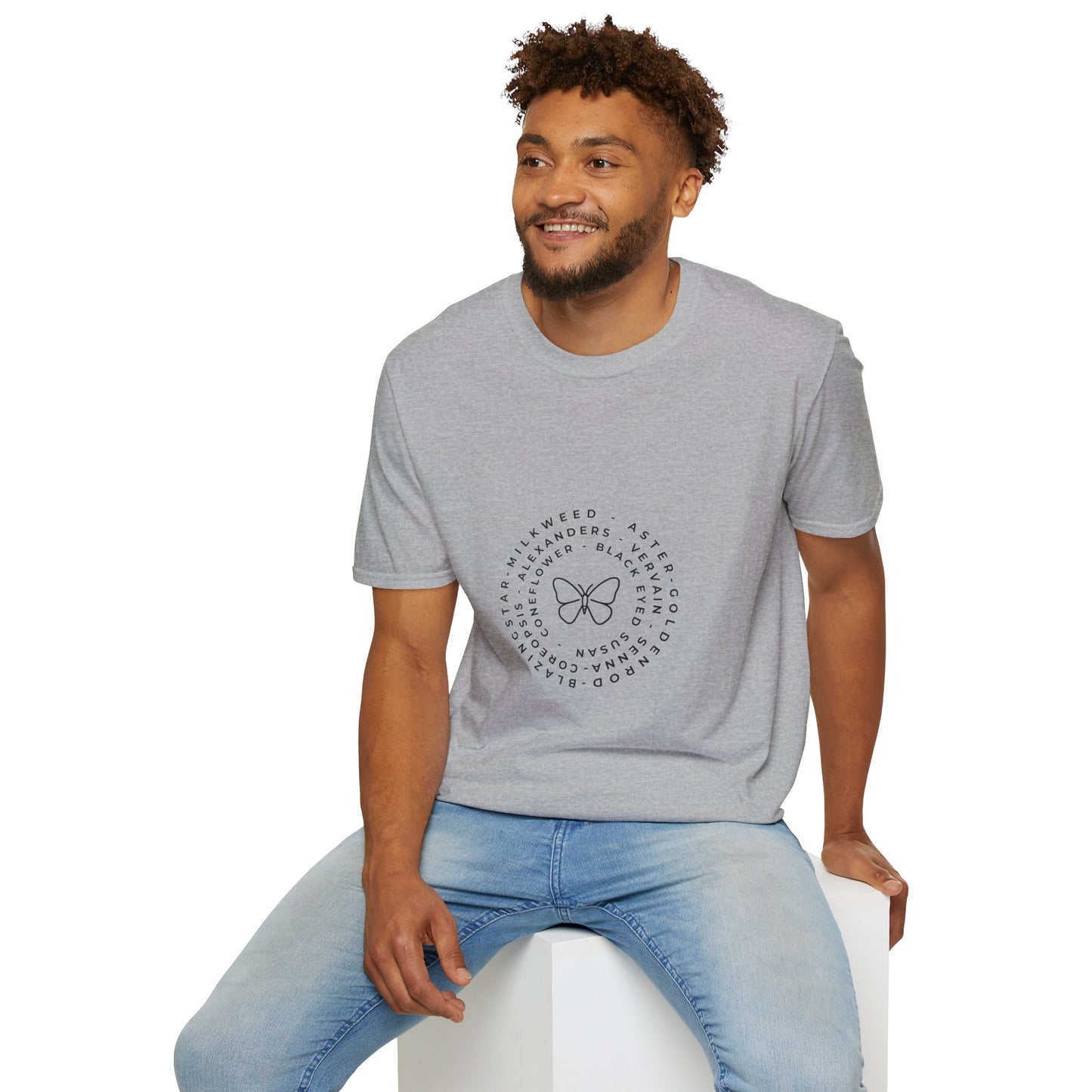 T-Shirt Unisex Softstyle, Native Plants & Butterflies w/EMNP logo
