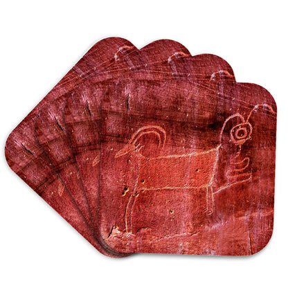 3dRose Danita Delimont - Artwork - Native American Fremont Petroglyph of a Sheep, Capitol Reef NP, Torrey - Coasters
