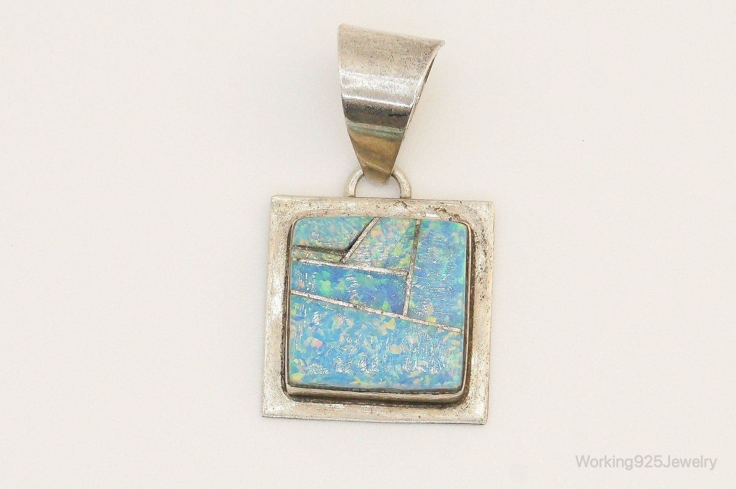 Vintage Native American B. Piaso Jr. Opal Sterling Silver Pendant