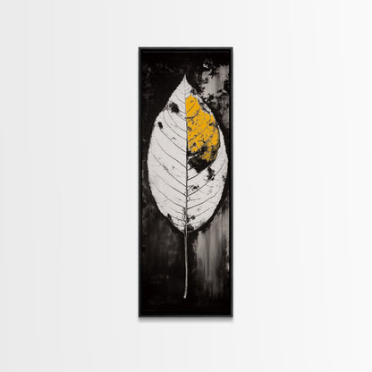 Autumn Leaf, Black and White, Minimalist, Framed Canvas Print, Modern Botanical Art, Monochrome Print, Fall Wall Decor, Cozy Home Art