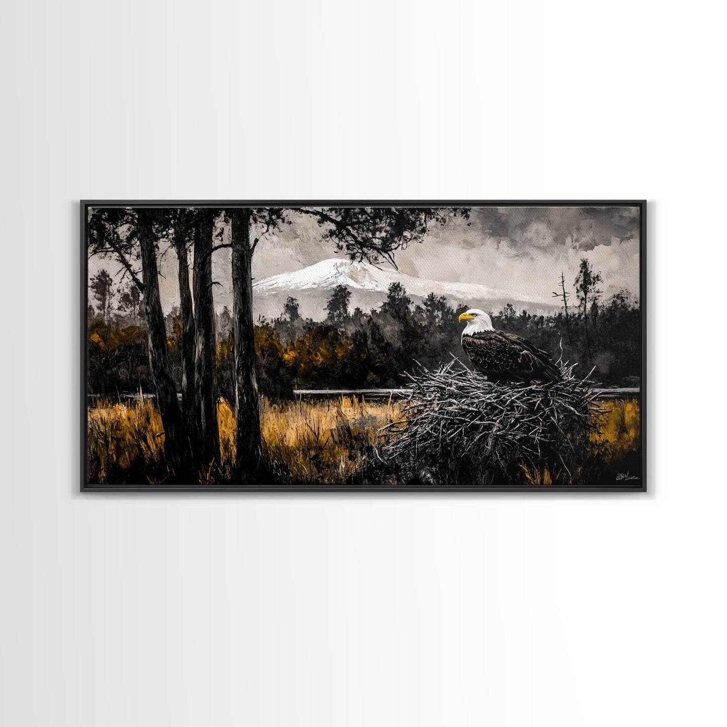 Majestic Bald Eagle, Wildlife Forest Art, American Patriot Decor, Nature Lover Wall Art, Cabin Artwork, Western Lodge Style, Canvas Print