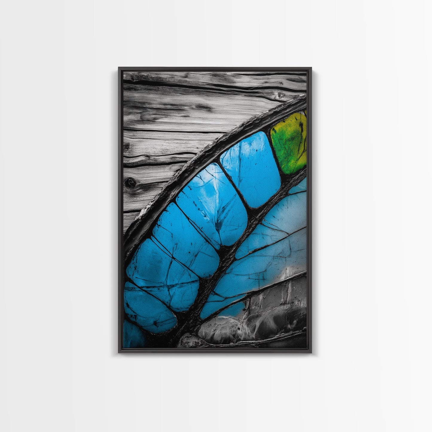 Butterfly Wing Close-up, Nature Photography, Framed Canvas Print, Rustic Wall Art, Minimalist Decor, Blue Abstract Art, Bedroom Wall Decor