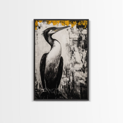 Bird Portrait Art, Nature Print, Wildlife Illustration, Black and White Art, Modern Rustic Decor, Living Room Art, Framed Canvas Print