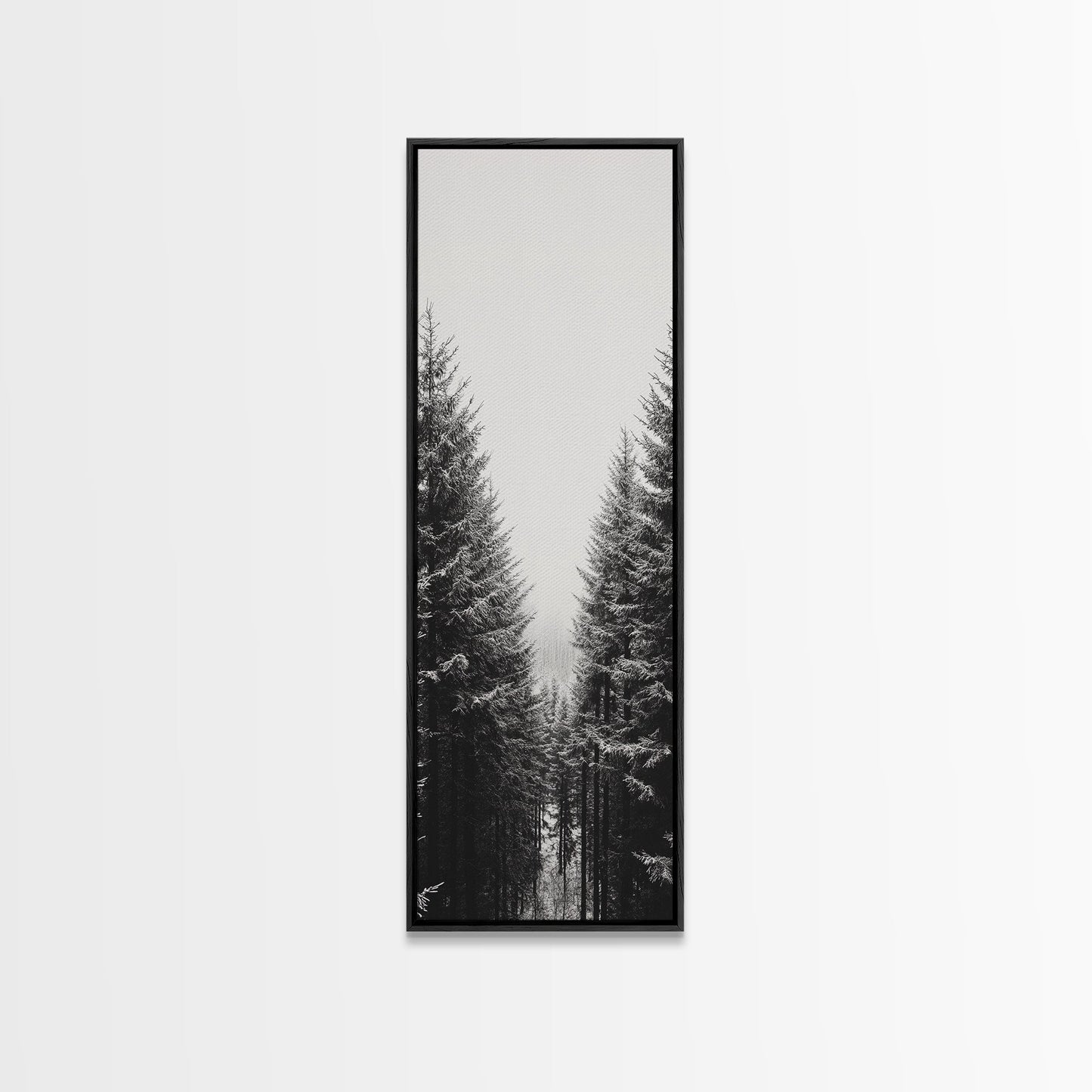 Snowy Forest, Pine Trees, Winter Woods, Minimal Art, Nordic Aesthetic, Canvas Print, Christmas Decor, Cozy Living Room Wall Art