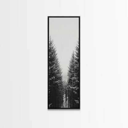 Snowy Forest, Pine Trees, Winter Woods, Minimal Art, Nordic Aesthetic, Canvas Print, Christmas Decor, Cozy Living Room Wall Art