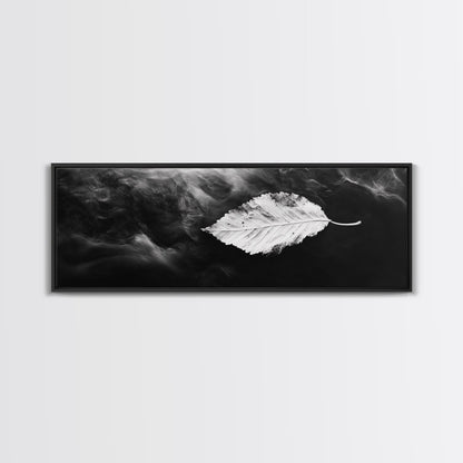 Misty Leaf, Black Art, Nature Print, Autumn Wall Decor, Framed Canvas Print, Minimalist Wall Art, Bedroom Wall Decor, Fall Botanical Art