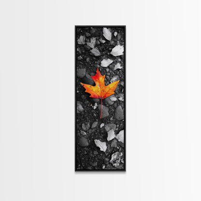 Maple Leaf Focus, Autumn Ground, Fall Vibes, Canvas Print, Nature Photography, Minimalist Art, Entryway Wall Decor, Earth Tone Aesthetic