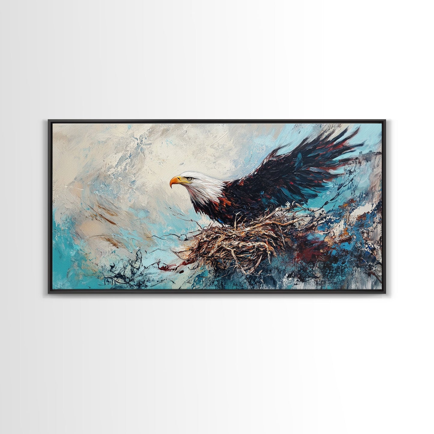 Bald Eagle, Bird Art, Rustic Decor, Wildlife Art, Mountain Painting, Southwest Wall Art, Living Room Art, Framed Canvas Print, Moody Art