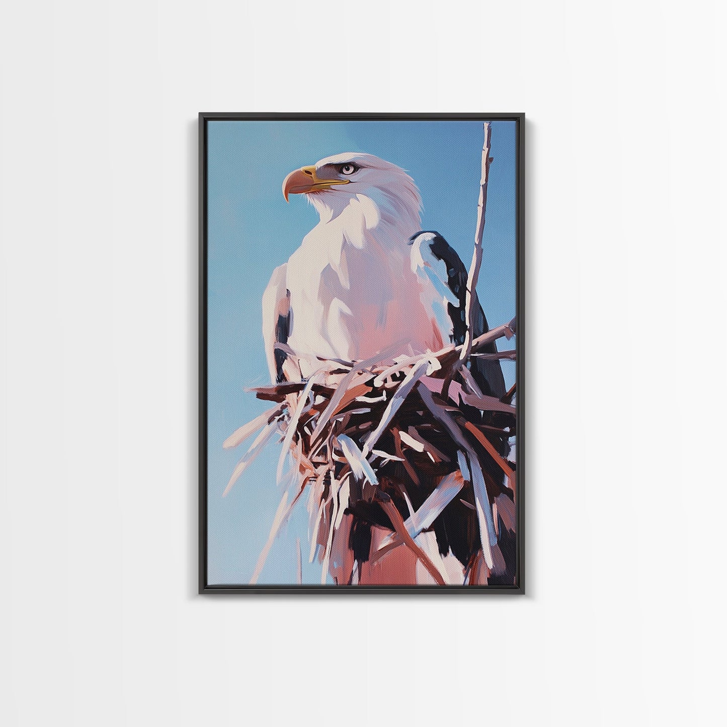 Bald Eagle Nest, bird art, wildlife painting, nature decor, rustic art, farmhouse art, gift idea for him, canvas print