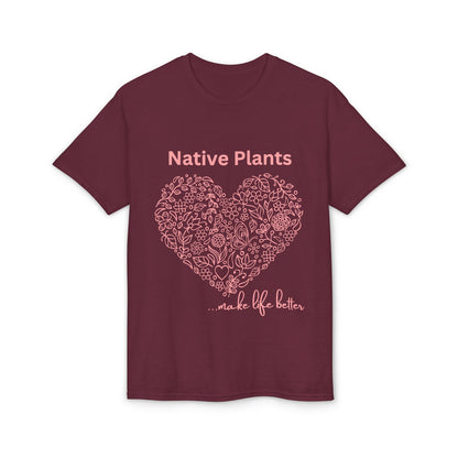 Dry Blend Moisture Wicking Tee Native Plants Make Life Better w/EMNP Logo on back