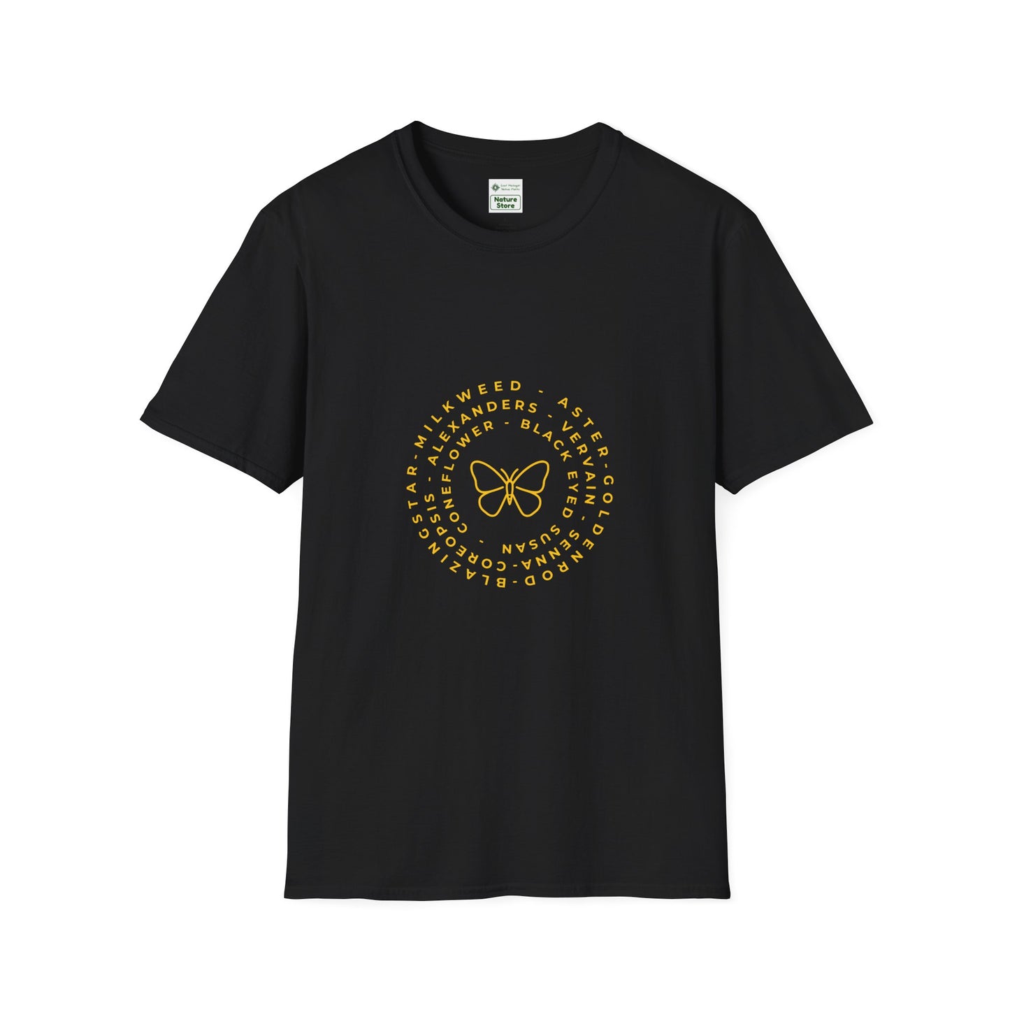 T-Shirt Unisex Softstyle, Native Plants & Butterflies w/EMNP logo