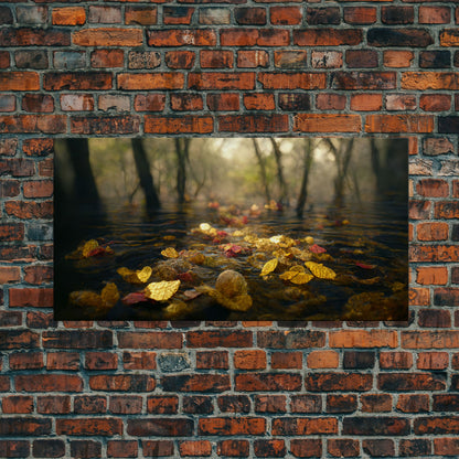 Wet Leaves Stream Forest Woods Fall Autumn Fine Art Print, Wall Art Print, Wall Décor, Wall Poster