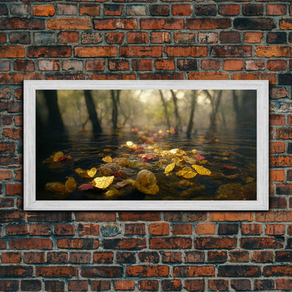 Wet Leaves Stream Forest Woods Fall Autumn Fine Art Print, Wall Art Print, Wall Décor, Wall Poster