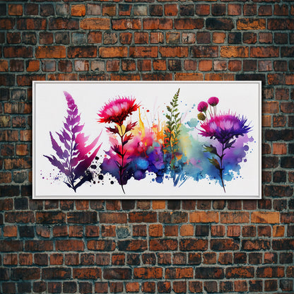 Wild Flowers Wall Art, Native Texan Flowers, Mother's Day, Framed Canvas Print, Watercolor Painting Print, Wall Decor, Living Room, Mom Gift