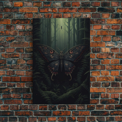 Butterfly Wall Decor, Butterfly In Woods, Green Wall Art, Insect Wall Decor, Wall Decor, Canvas Print, Wall Art, Framed Canvas