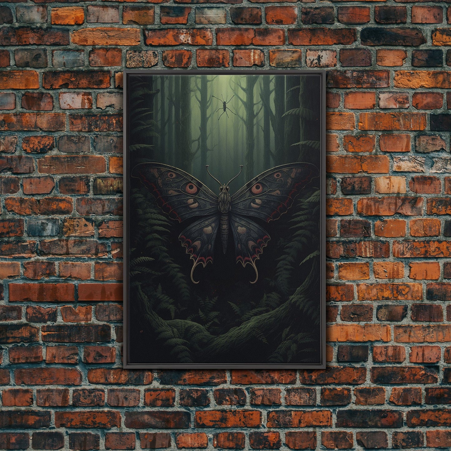 Butterfly Wall Decor, Butterfly In Woods, Green Wall Art, Insect Wall Decor, Wall Decor, Canvas Print, Wall Art, Framed Canvas