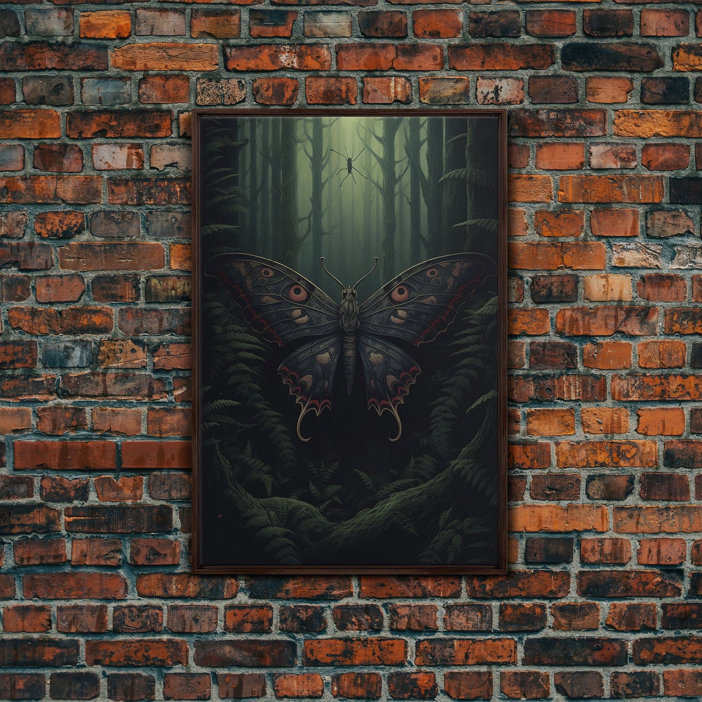 Butterfly Wall Decor, Butterfly In Woods, Green Wall Art, Insect Wall Decor, Wall Decor, Canvas Print, Wall Art, Framed Canvas