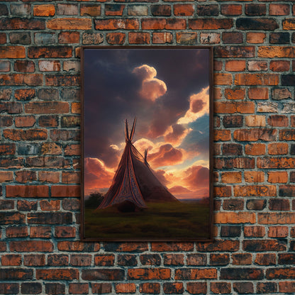 Native American Tipi Wall Art, Poster Print, Fine Art Paper Print, Early American Style Wall Decor