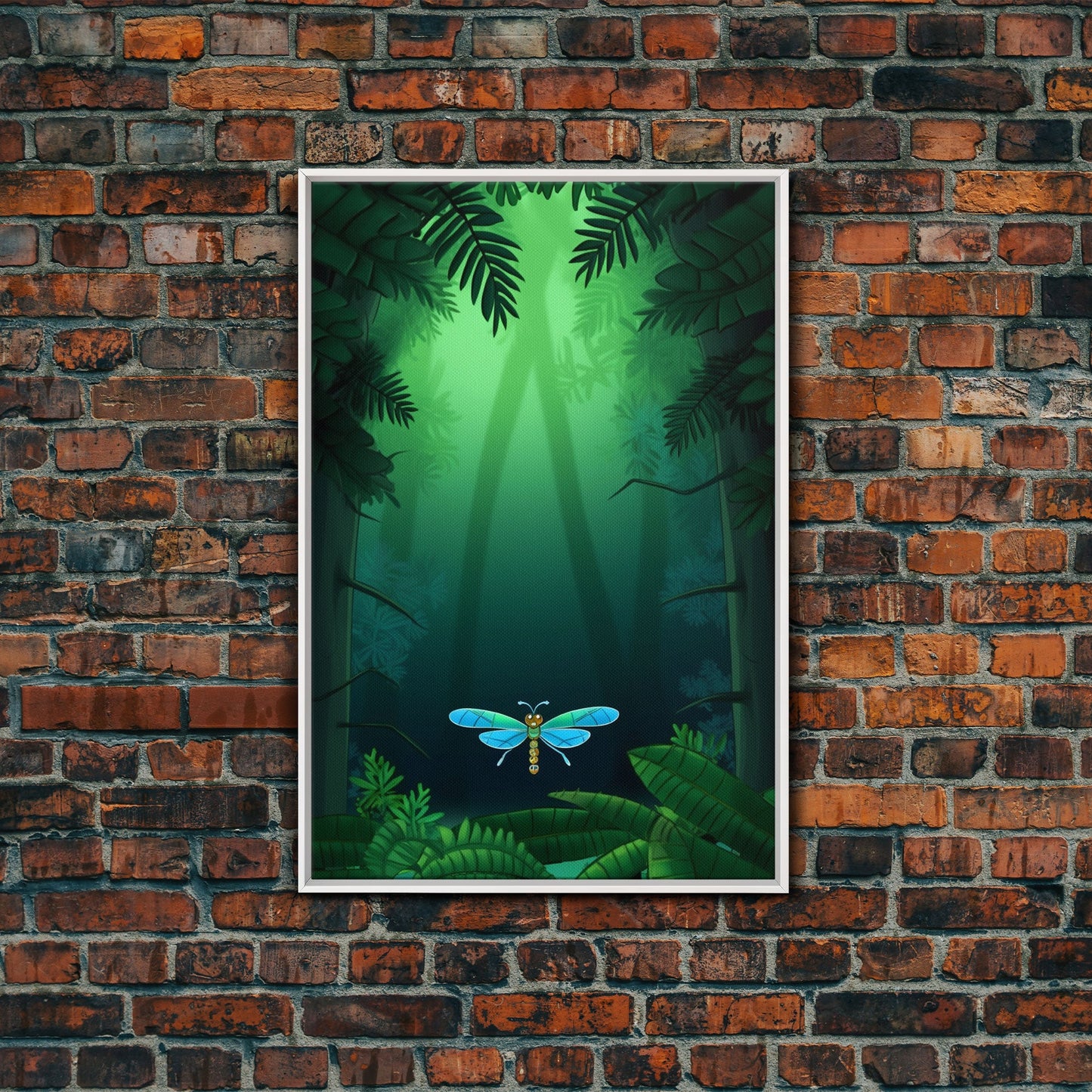 Dragonfly Wall Art, Nature Wall Decor, Woods, Trees, Green Art, Minimalist Print, Wall Decor, Canvas Print, Wall Art, Framed Canvas