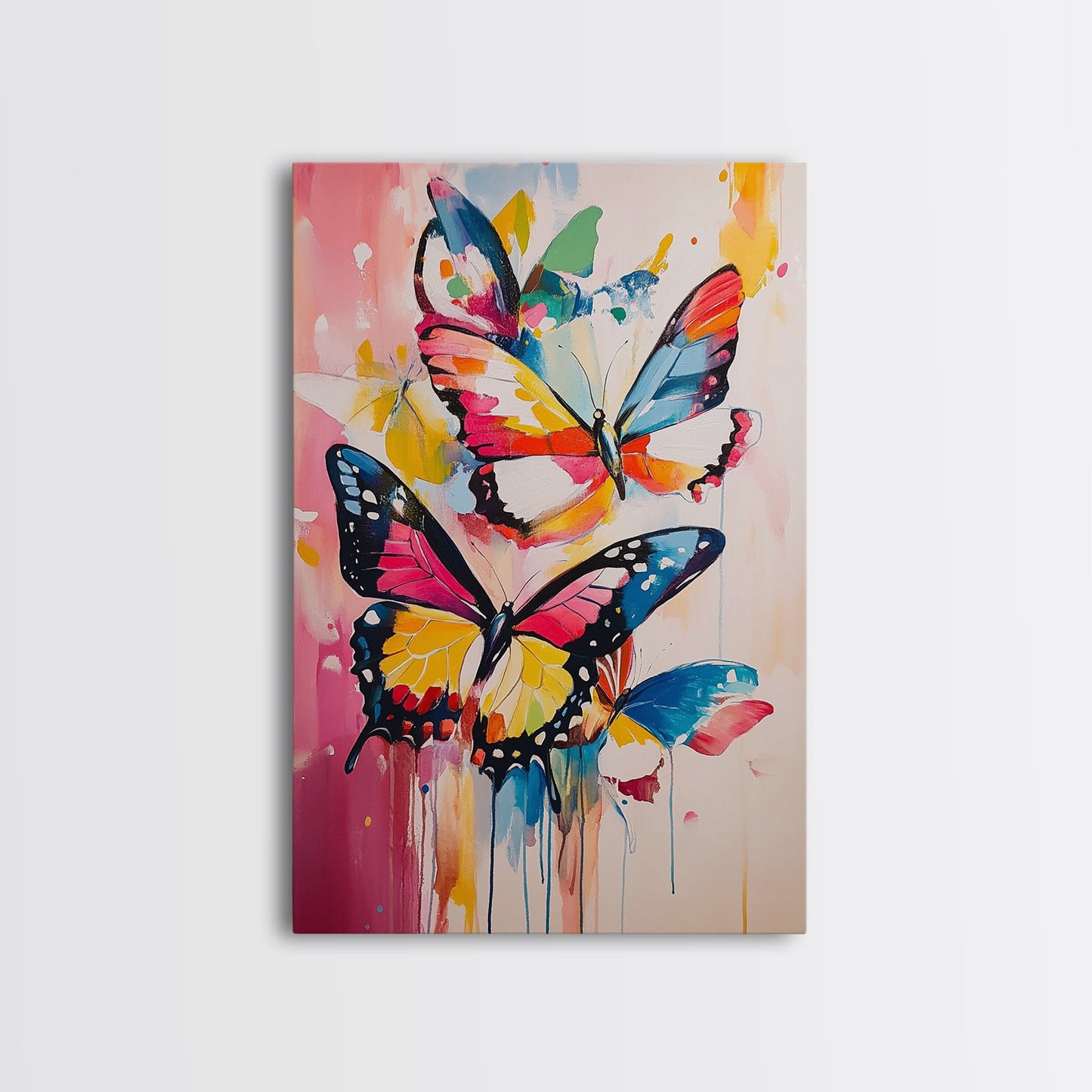 Preppy Butterflies Canvas Print, Dorm Room Decor, Oil Painting of Butterflies, Butterfly Wall Art, Butterfly Painting