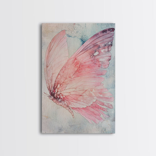 Butterfly Framed Canvas Print Minimalist Art Bedroom Decor Cottagecore Wall Art Living Room Rustic Art Gift Idea Her Boho Art