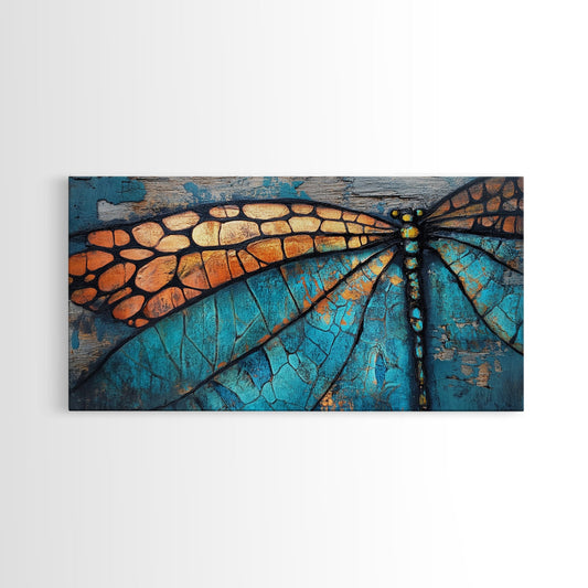 Dragonfly Wings, Mosaic Wall Art, Sacred Geometry Wall Art, Moody Art, Teal Wall Art, Abstract Art, Canvas Print, Cottagecore Wall Art