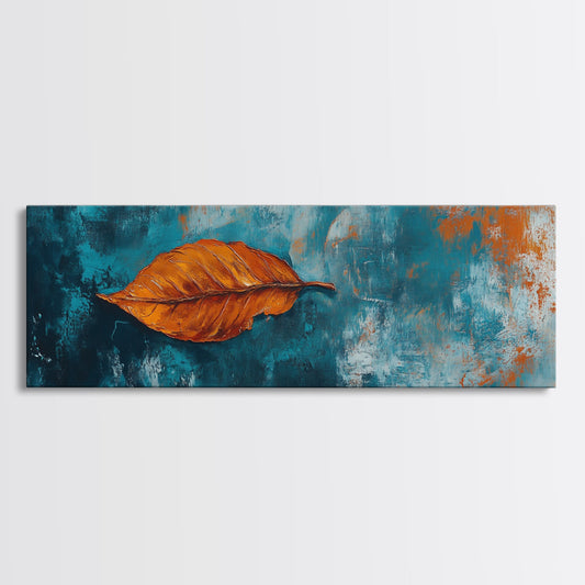 Autumn Leaf Abstract Framed Canvas Print Fall Nature Wall Art, Rich Color Texture, Modern Rustic Decor, Large Seasonal Artwork
