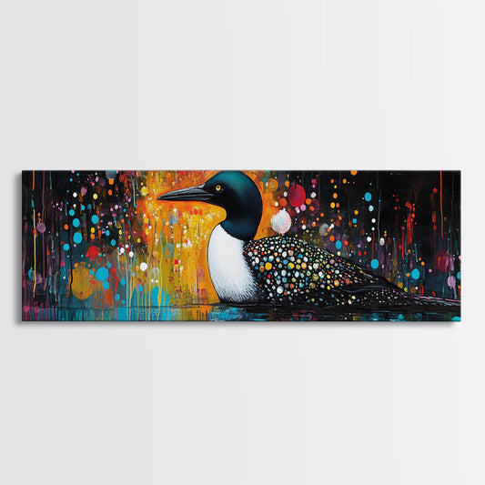 Abstract Loon Painting Canvas Print Colorful Wildlife Art Contemporary Wall Decor Rustic Lodge Artwork Bedroom or Living Room Accent
