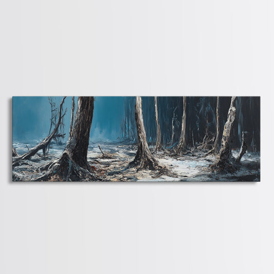 Dark Forest Mystical Canvas Print Moody Landscape Wall Art Gothic Nature Decor Haunted Woods Painting Spooky Halloween Gift