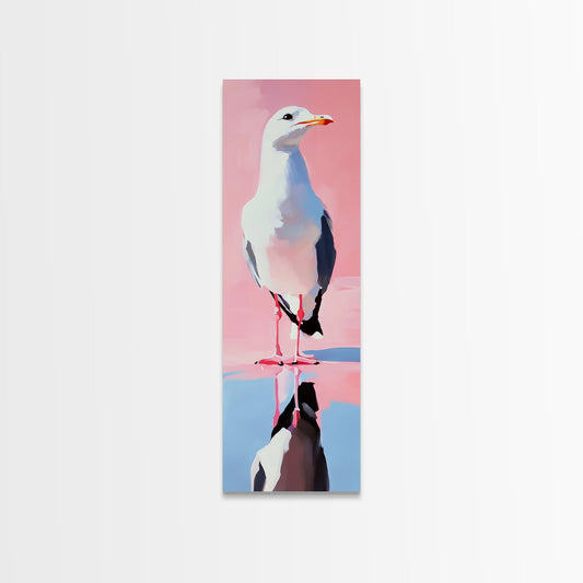 Seagull Art, Coastal Bird Painting, Beach House Wall Decor, Nautical Theme, Minimalist Animal Print, Soft Pastel Colors, Canvas Print