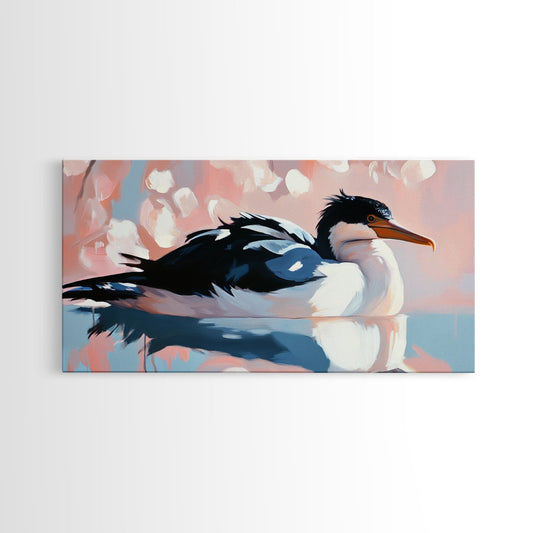 Seabird Reflection, Waterfowl Art, Coastal Wildlife, Nature Print, Framed Canvas Print, Bedroom Wall Art, Modern Animal Art