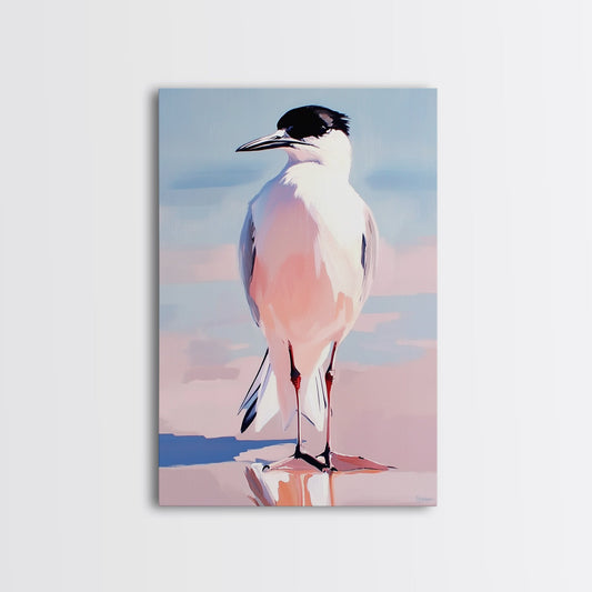 Seabird, Coastal Wildlife Art, Framed Canvas Print, Beach House Wall Decor, Nature Painting, Modern Home Aesthetic, Ocean Inspired