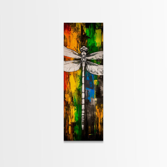Dragonfly Art, Vibrant Nature Painting, Bohemian Home Decor, Canvas Print, Colorful Wall Art, Rustic Living Room Artwork
