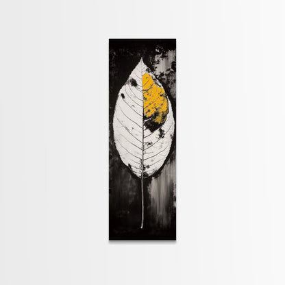 Autumn Leaf, Black and White, Minimalist, Framed Canvas Print, Modern Botanical Art, Monochrome Print, Fall Wall Decor, Cozy Home Art