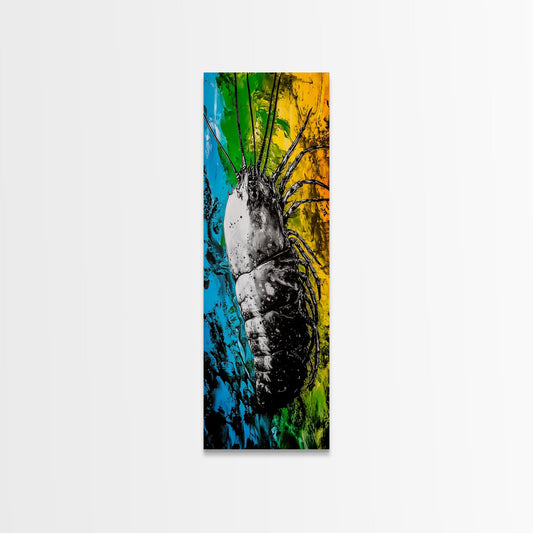 Abstract Bug Art, Colorful Insect Painting, Modern Wall Decor, Framed Canvas Print, Boho Wall Art, Living Room Artwork, Nature Inspired