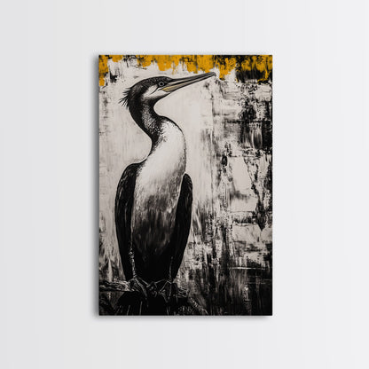 Bird Portrait Art, Nature Print, Wildlife Illustration, Black and White Art, Modern Rustic Decor, Living Room Art, Framed Canvas Print