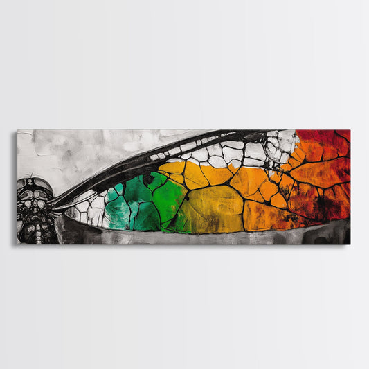 Dragonfly Wings, Abstract Insect Art, Framed Canvas Print, Nature Inspired Decor, Colorful Wall Art, Boho Home Accent, Living Room Art