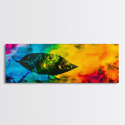 Abstract Leaf, Bold Colorful Art, Vibrant Wall Art, Canvas Print, Nature Inspired Decor, Modern Office Art, Eye-Catching Design