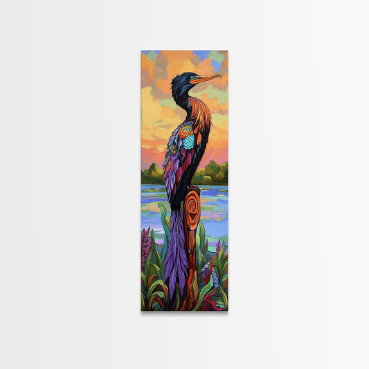 Exotic, Bird Colorful Nature, Framed Canvas Print, Tropical wall art, jungle inspired decor, bold vibrant colors, living room statement piece