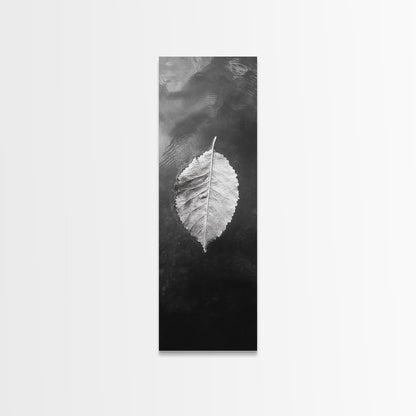 Floating Leaf, Autumn Stillness, Water Reflection, Framed Canvas Print, Fall inspired decor, Bathroom minimalist art, Botanical nature gift