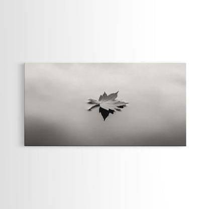 Autumn Leaf, Tranquil Water, Floating Serenity, Soft Tones Nature Art, Canvas Print, Fall Bedroom Wall Art, Minimalist Style