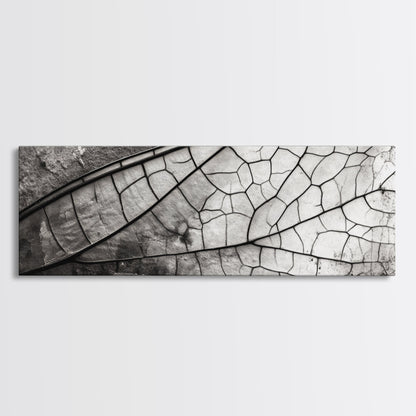 Macro Insect Wing, Abstract Nature Texture, Modern Neutral Wall Decor, Framed Canvas Print, Office Art, Monochrome Macro Photography