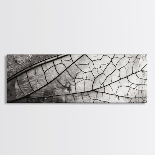 Macro Insect Wing, Abstract Nature Texture, Modern Neutral Wall Decor, Framed Canvas Print, Office Art, Monochrome Macro Photography
