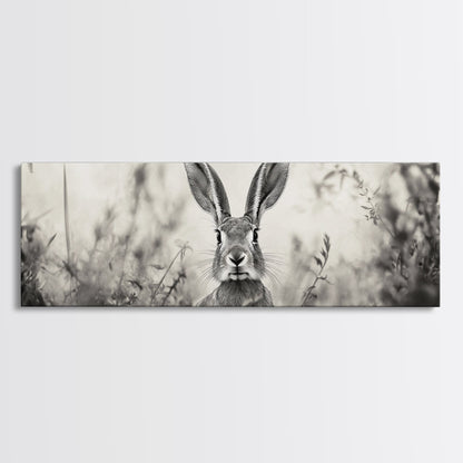 Curious Rabbit, Meadow Watch, Nature Close-Up, Canvas Print, Farmhouse animal art, Nursery decor, Whimsical wildlife, Woodland home touch