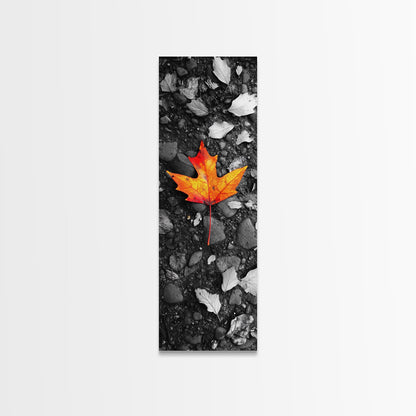 Maple Leaf Focus, Autumn Ground, Fall Vibes, Canvas Print, Nature Photography, Minimalist Art, Entryway Wall Decor, Earth Tone Aesthetic