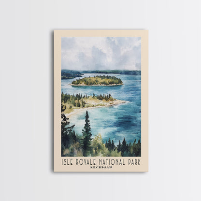 Isle Royale National Park, Michigan Watercolor Print, Vacation Gift, Michigan Wall Art, Beach Painting, Beach Decor, Large Wall Art, Wood Frame Art