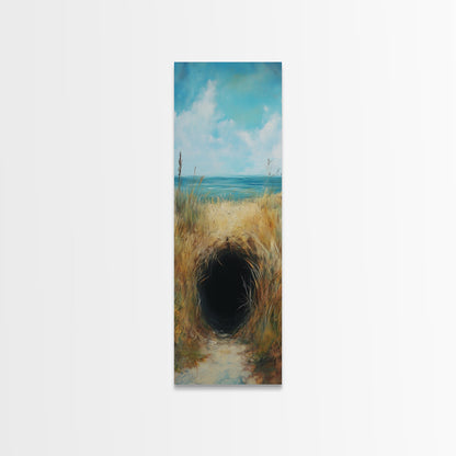 Dark Rabbit Hole Canvas Print, Wabi Sabi Art, Moody Art, Coastal Landscape Art, Minimalist Art, Living Room Art, Extra Wide Art