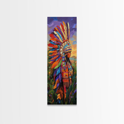 Vibrant Native Woman Framed Canvas Print Afrocentric Wall Art Bold Colorful Portrait Rustic Art Southwest Wall Art
