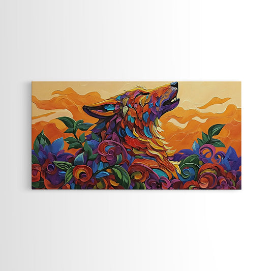 Howling Wolf, wolf painting, southwestern wall art, dark romance painting, framed canvas print, moody art, above bed wall art